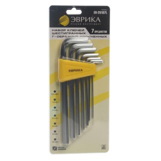 Набор ключей шестигранных Г-образных удлиненных 2.5-10мм 7пр. ЭВРИКА фото