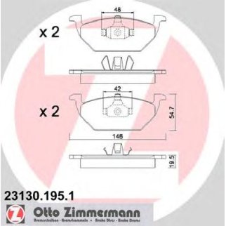 23130.195.1_колодки дисковые !перед. 146x55x20  Audi A3 1.6-1.9TD 96-03, Skoda Octavia 1.4/1.6 96-0 фото
