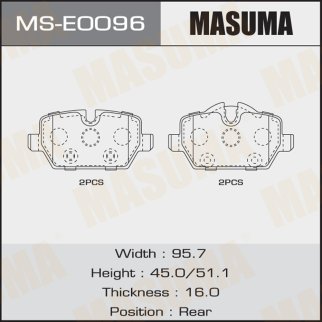 Колодки тормозные к-кт Masuma MS-E0096 фото