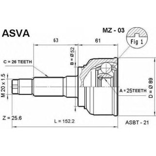 ШРУС НАРУЖНЫЙ 25x52x26 фото