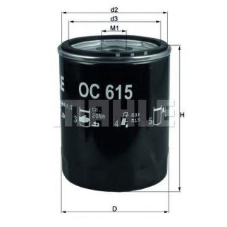 Фильтр масляный MAHLE OC 615 фото 1