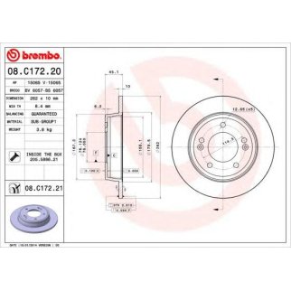 Диск тормозной задний Brembo 08.C172.20 фото