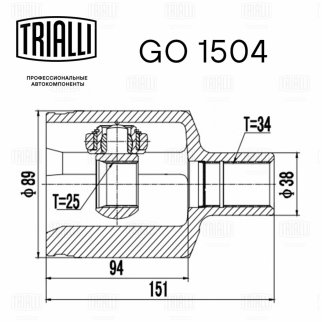 ШРУС внутренний TRIALLI GO 1504 фото 3