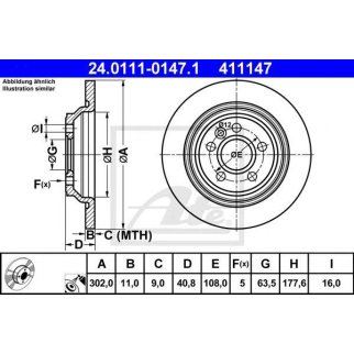 Диск тормозной задний ATE 24.0111-0147.1 фото