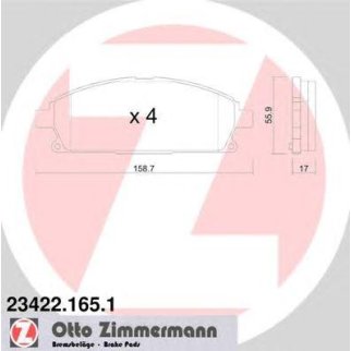 Колодки тормозные передние к-кт Zimmermann 23422.165.1 фото