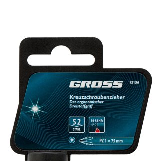 Отвертка PZ1 x 75 мм, S2, трехкомпонентная ручка GROSS фото 4