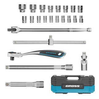 Набор инструмента 24пр. 1/2" 120 зубьев GROSS фото 2