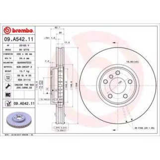 Диск тормозной brembo 09.A542.11 фото