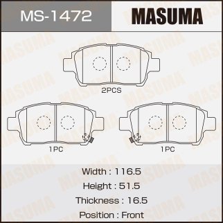 Колодки тормозные передние к-кт Masuma MS-1472 фото