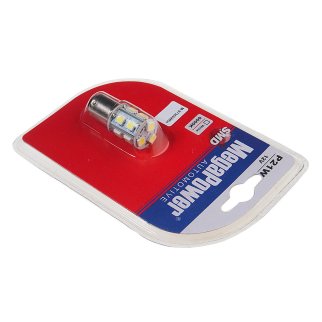Лампа P21/5W (BAY15d) 13 SMD 5050 WHITE блистер 6000K 12V MEGAPOWER фото 1