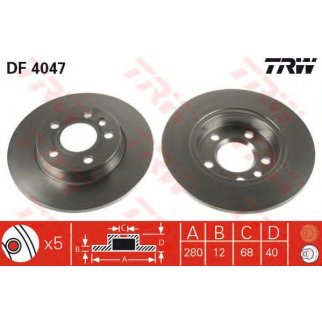 Диск тормозной задний TRW DF4047 фото