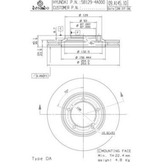 Диск тормозной передний вентилируемый Brembo 09.A145.10 фото