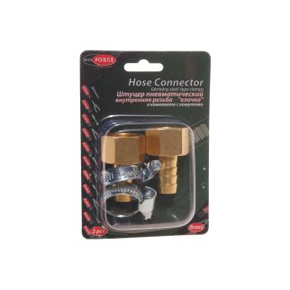 Штуцер пневматический внутр. резьба 1/2"- "елочка" 12мм (2 шт. + хомуты) в блистере ROCK FORCE фото 1