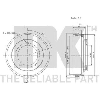 Барабан тормозной задний (254x57,5mm) / FORD Transit 100-190 91~00 фото