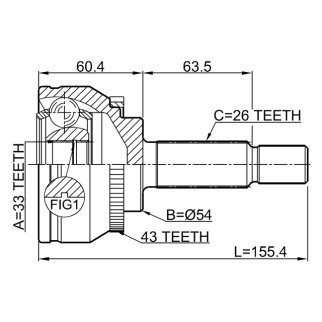 ШРУС внешний 33X54X26 MITSUBISHI CARISMA DA 1995-2003 0410-DG4A43 фото 2