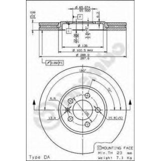Диск торм. VW GOLF III 1H1 08/91-07/98 фото