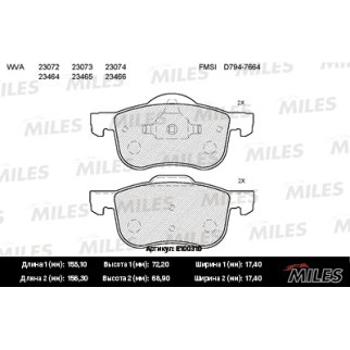 Колодки тормозные передние к-кт MILES E100310 фото
