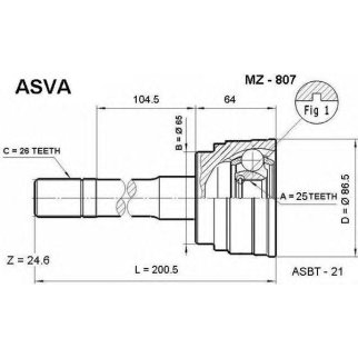 ШРУС наружный ASVA MZ-8-07 фото