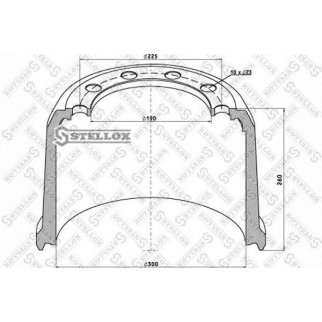 85-00124-SX_барабан тормозной !300x200/209 H=260 d=190/225 n=10x23BPW фото