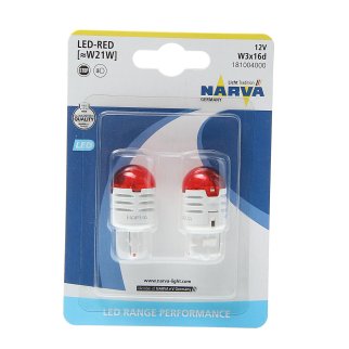 Лампа светодиодная 12V W21W 1.75W W3x16d блистер (2шт.) Red Range Perfomance LED NARVA фото