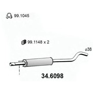 Глушитель средняя часть ASSO 34.6098 фото