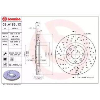 Диск тормозной brembo 09.A185.1X фото