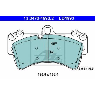 13.0470-4993.2_колодки дисковые передние! Ceramic диск 18 VW Touareg 3.2/3.6/4.2/6.0/3.0TDi 02> фото