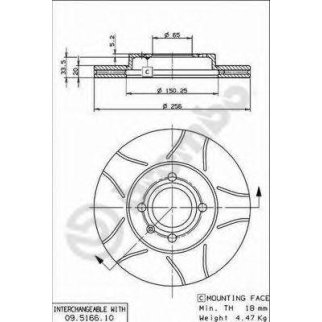 Диск тормозной brembo 09.5166.75 фото