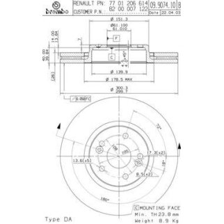 ( 09.9074.11 ) Тормозной диск фото