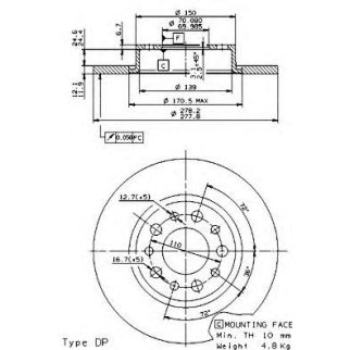 Диск тормозной brembo 08.9364.11 фото