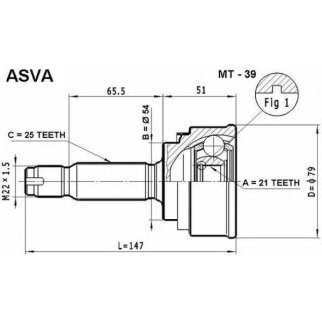 ШРУС наружный ASVA MT39- фото