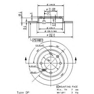 Диск тормозной brembo 08.9719.11 фото
