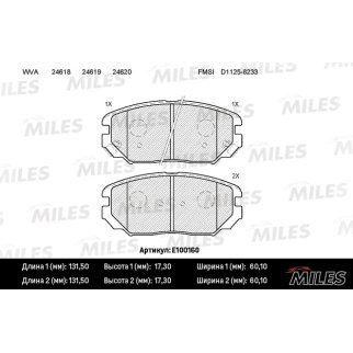 Колодки тормозные передние к-кт MILES E100160 фото