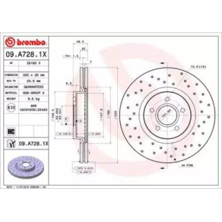 Диск тормозной brembo 09.A728.1X фото