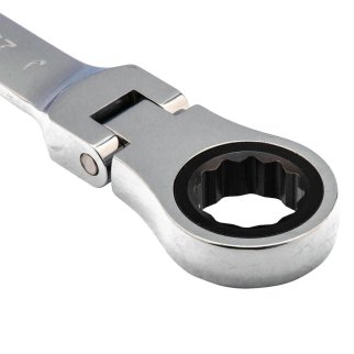 Ключ комбинированный трещоточный, 27 мм, CrV, шарнирный, зеркальный хром Matrix 14872 фото 3