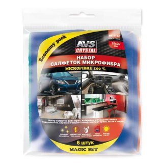 16 Набор салфеток экономичный для полировки и очистки AVS MF-6122 (микроф.- 6шт, 25х25см), шт фото