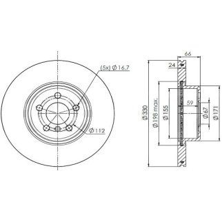 Диск торм. для а/м BMW 5 (G30) (18-)/X3 (G01) (17-)/X4 (G02) (18-) перед. d=330 (окраш) (DF 190436) фото 3