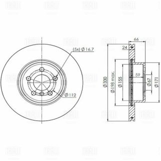 Диск торм. для а/м BMW 5 (G30) (18-)/X3 (G01) (17-)/X4 (G02) (18-) перед. d=330 (окраш) (DF 190436) фото 3