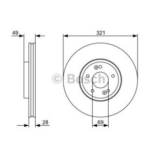 Диск тормозной передний вентилируемый BOSCH 0 986 479 536 фото