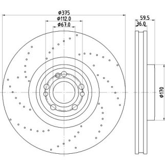 Диск торм. для а/м Mercedes GLE (V167/C167) (18-) перед. d=375 (перф./окраш.) (DF 190439) фото 3