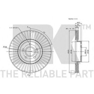 Диск тормозной передний с антикорозийным покрытием (320x25mm) / FORD Focus-II 2,5 ST ,VOLVO C70,S40/ фото