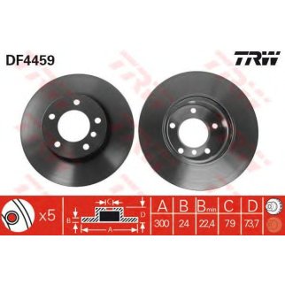 Диск тормозной передний вентилируемый TRW DF4459 фото