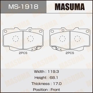 Колодки тормозные передние к-кт Masuma MS-1918 фото
