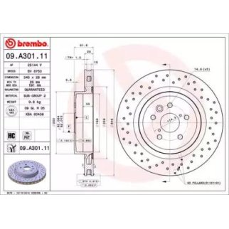 Диск тормозной brembo 09.A301.11 фото
