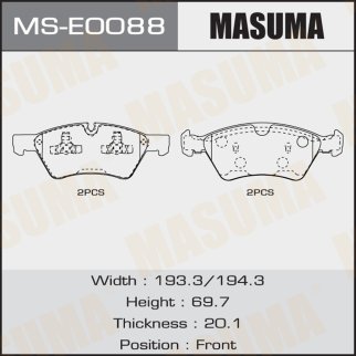 Колодки тормозные передние к-кт Masuma MS-E0088 фото