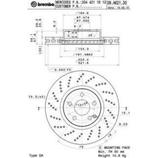 Диск тормозной brembo 09.A621.31 фото