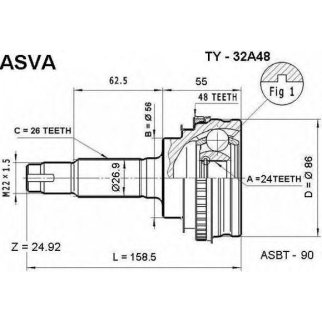 ШРУС наружный ASVA TY-3-2A48 фото