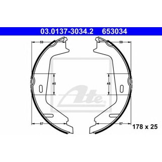 Колодки стояночного тормоза VOLVO S60/S80/V70/XC90/XC70 ATE 03.0137-3034.2 фото