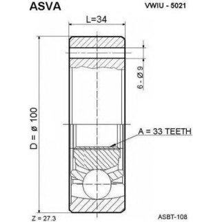ШРУС внутренний ASVA VWIU-5021 фото
