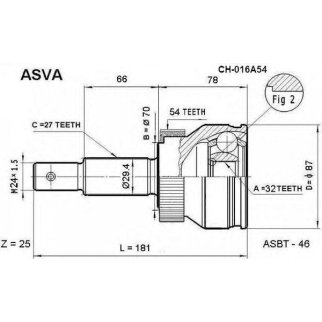 ШРУС наружный ASVA CH01-6A54 фото